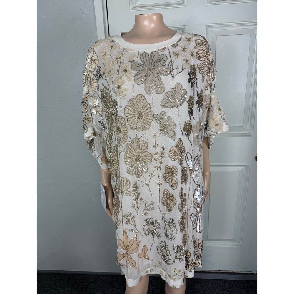 NEW Free people Jewel mini Women's Dress XL Beaded Boho Party RARE Floral LL25
